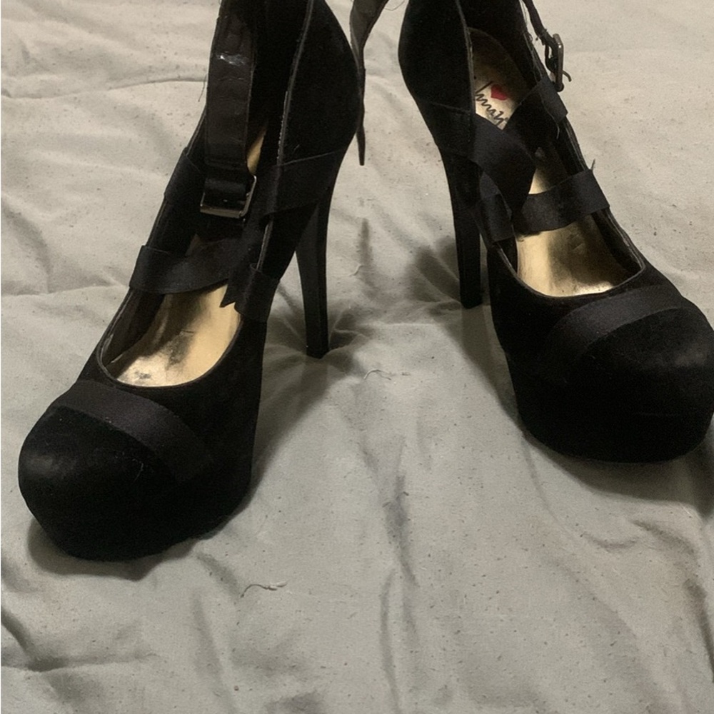 Black Platform Peep-Toe Heels
